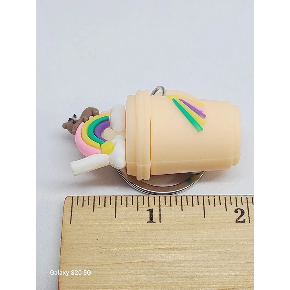 Cute Boba Drink Keychain Rainbow Bear‎ Charm Cup Bag Accessory NEW 2.0 Inches